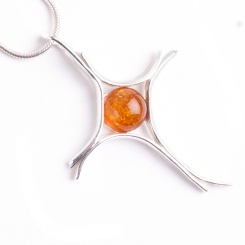 Moderne Silber Bernstein Kreuz 