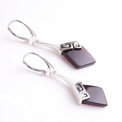 Bernsteinohrhänger Viereck Kirsche 