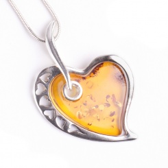 Bernstein und Silber Anhänger Herz 