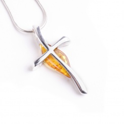 Designer Silberkreuz mit Bernstein 