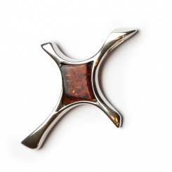 Bernstein und Silber  Kreuz modern 